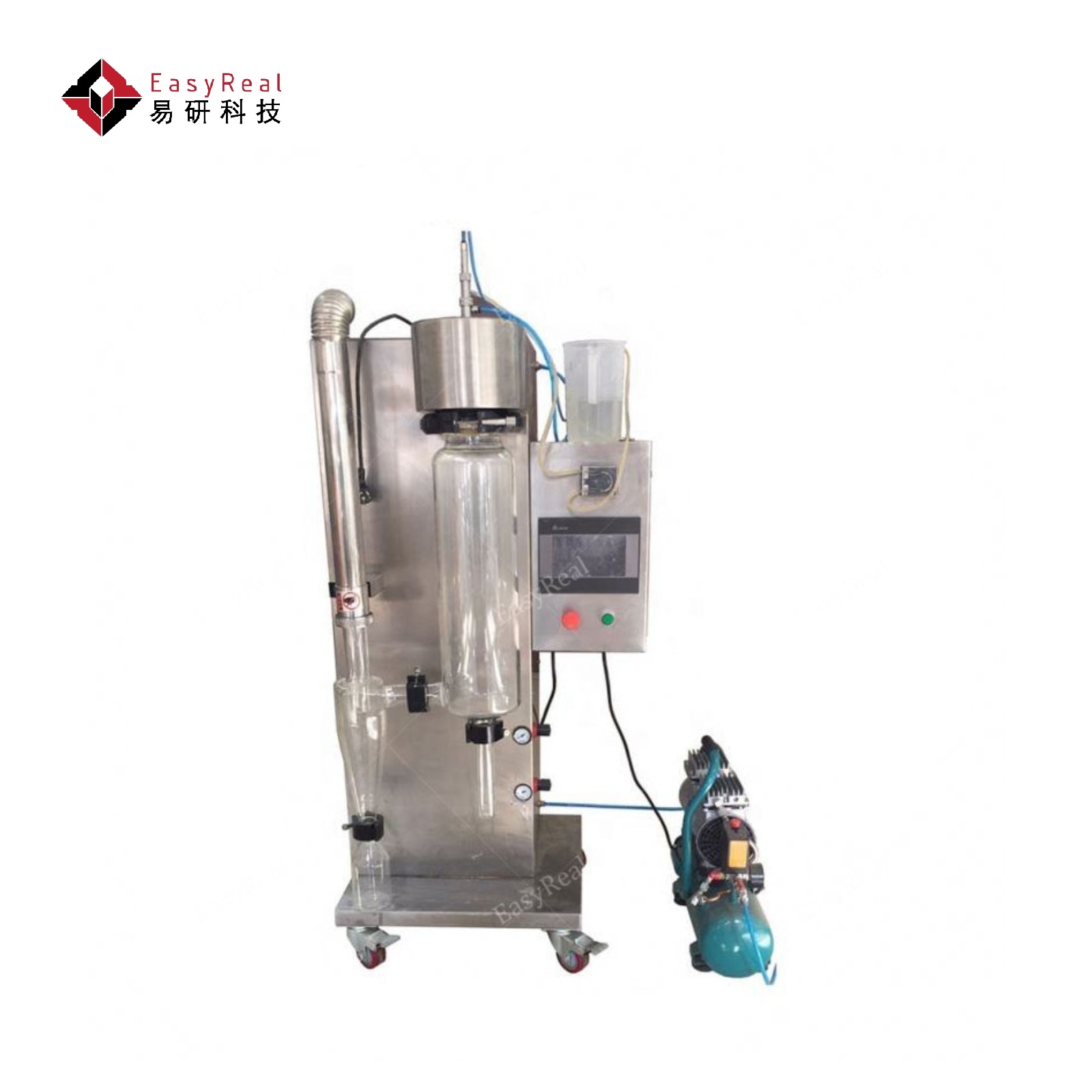 带玻璃干燥室和旋风分离器的实验型喷雾干燥机